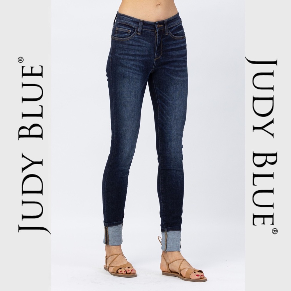 JUDY BLUE | Long Inseam (34”) Dark Wash Skinny Jeans - NWT - Picture 2 of 9